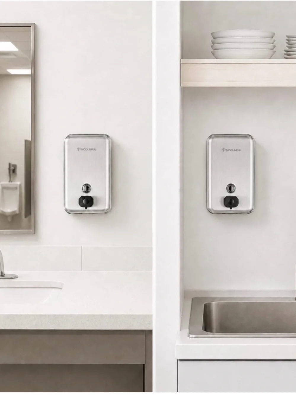 Commercial Wall Mount Soap Dispenser - Stainless Steel Bathroom Hand Soap 38.8oz